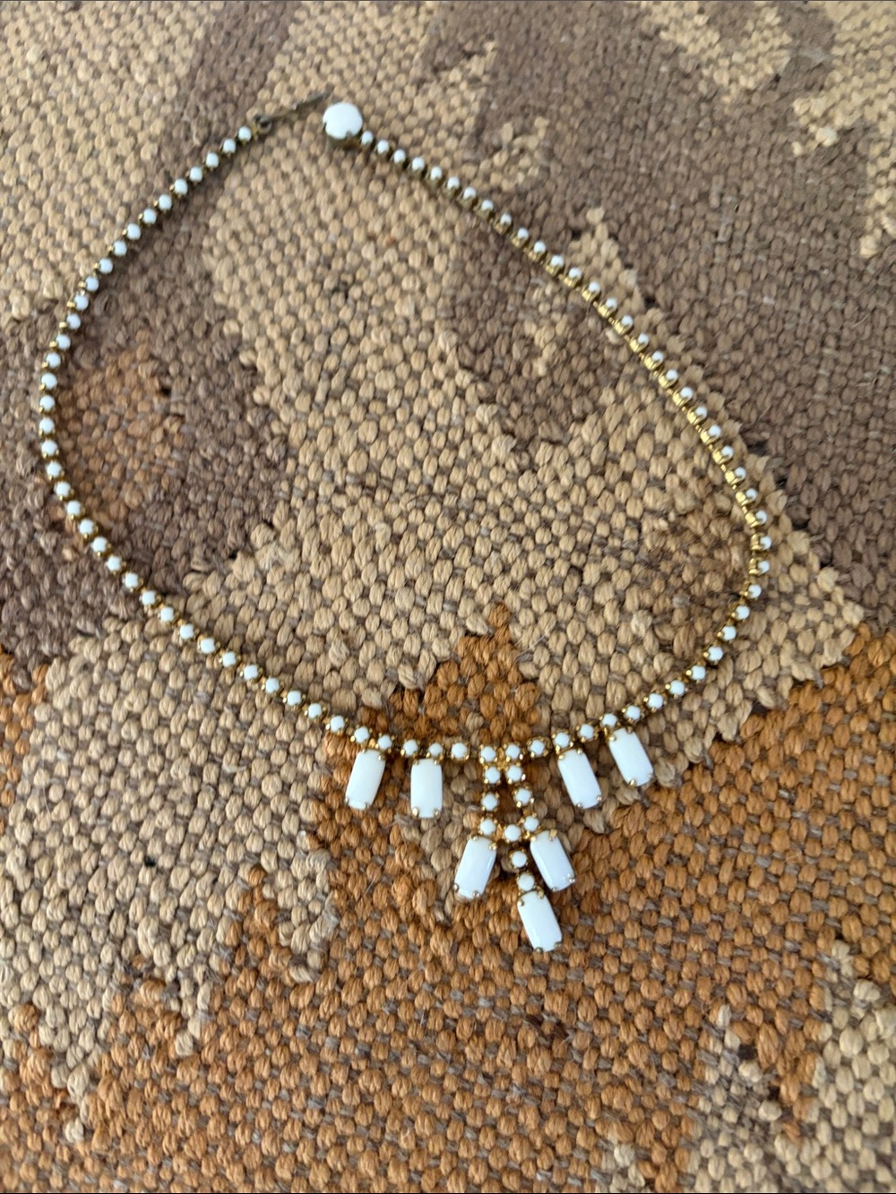 Vintage brass and milk glass choker